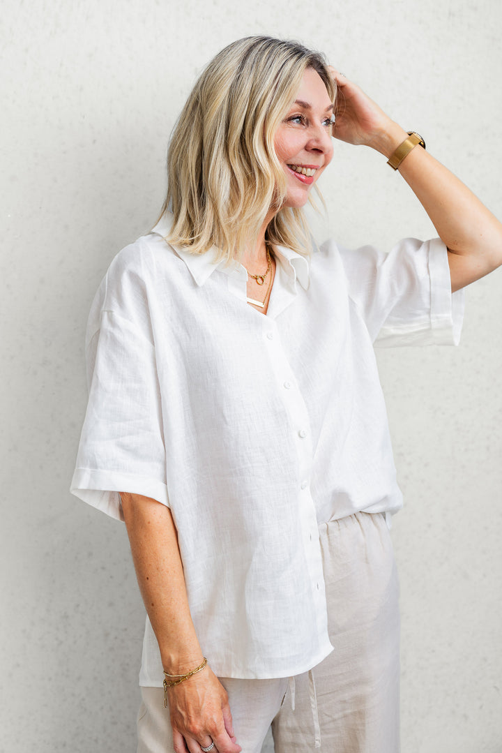 Lincoln Linen Shirt - White
