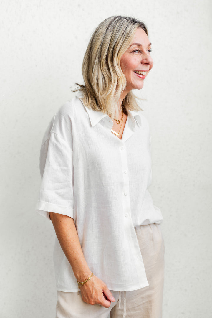 Lincoln Linen Shirt - White