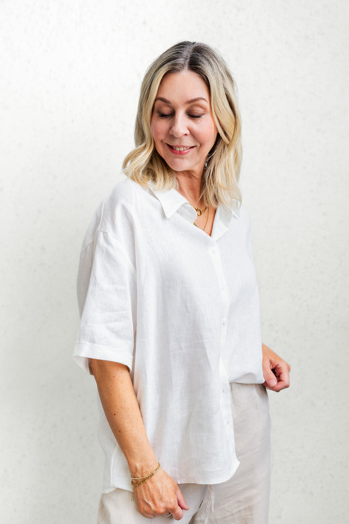 Lincoln Linen Shirt - White