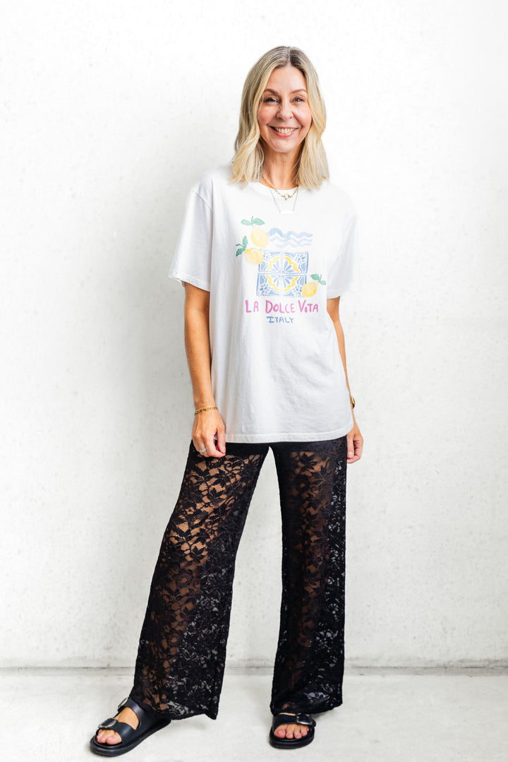 Zara Lace Pant - Black