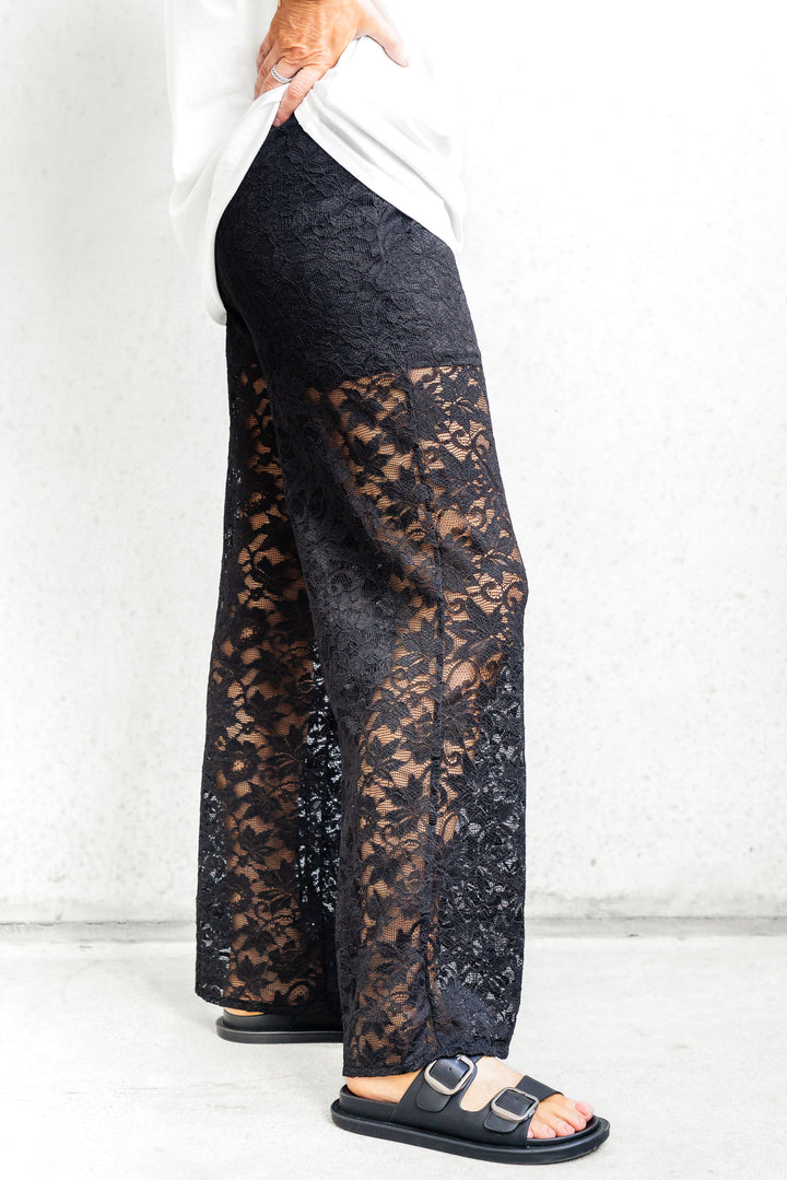 Zara Lace Pant - Black