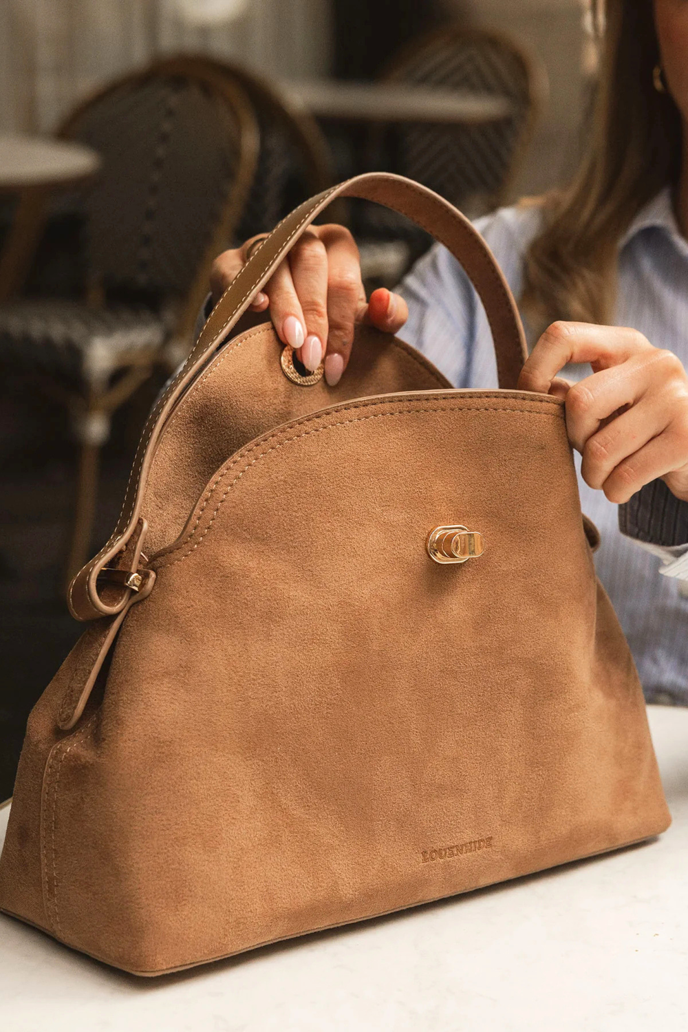 Nicole Suedette Handbag - Honey - Mabel and Woods