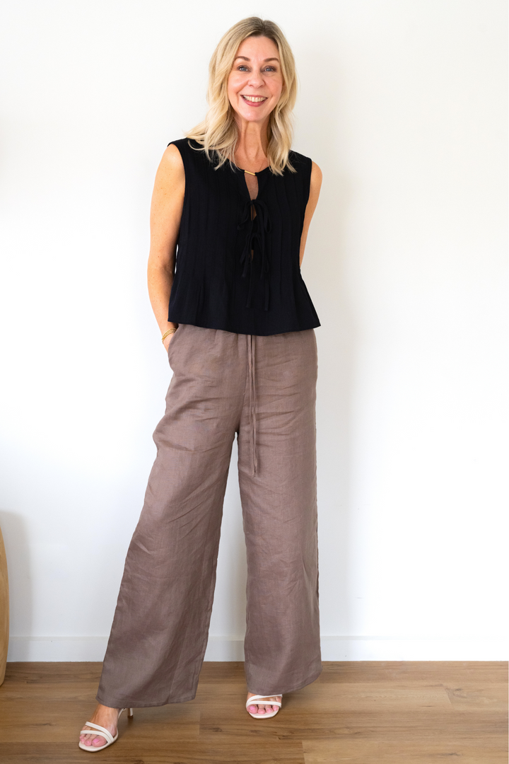 Darcy Linen Pant - Mocha
