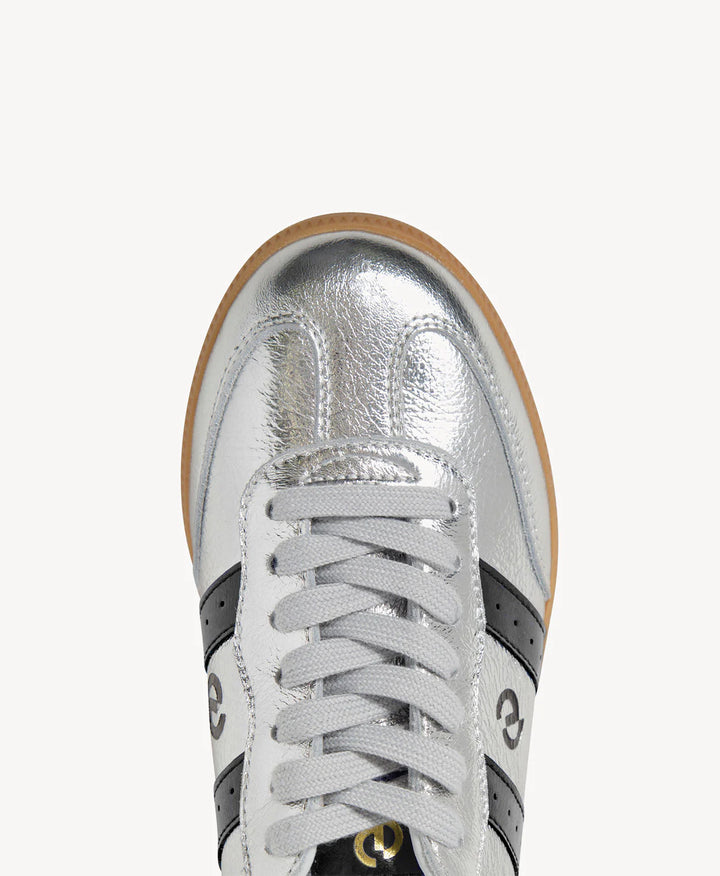Parallel Metallic Leather Sneaker - Silver / Black
