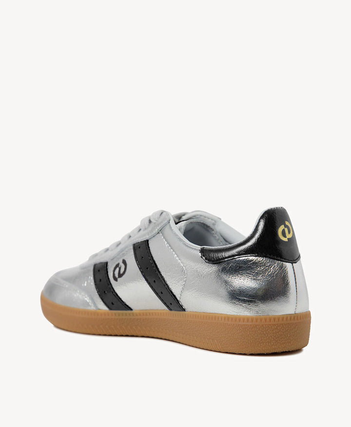 Parallel Metallic Leather Sneaker - Silver / Black