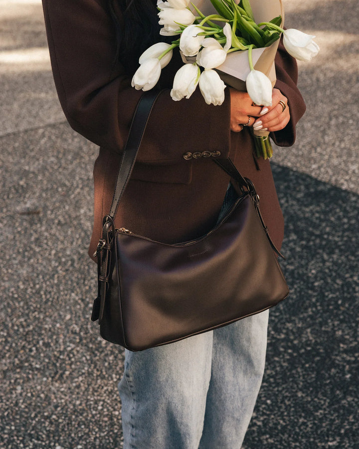 Roxanne Shoulder Bag - Chocolate - Mabel and Woods