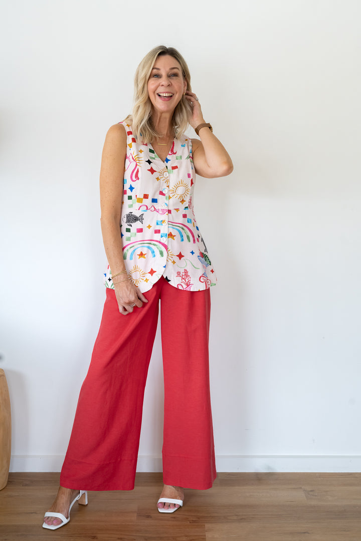 Laneway Pant - Cherry