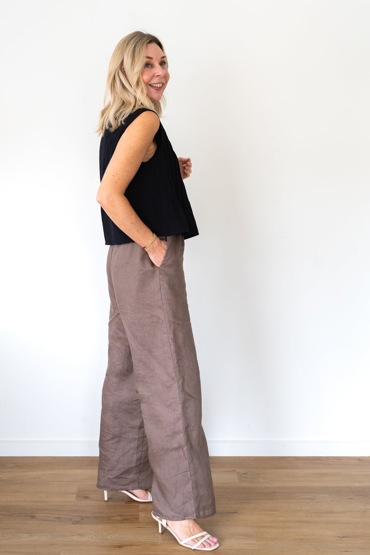 Darcy Linen Pant - Mocha