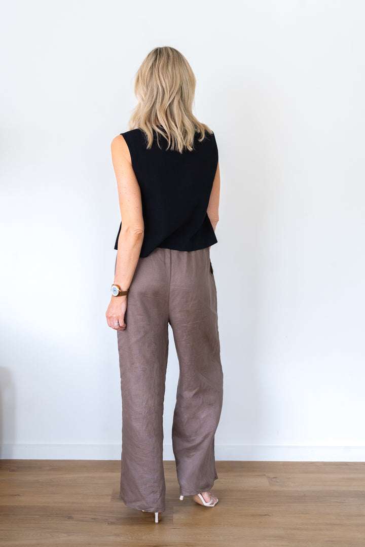 Darcy Linen Pant - Mocha