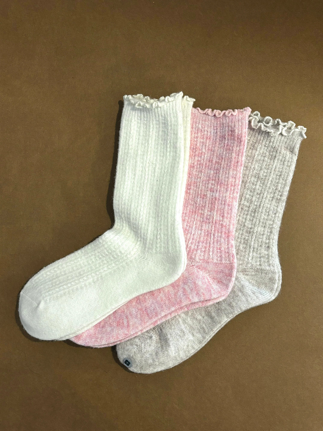 Frill Top Wool Socks - Latte - Mabel and Woods