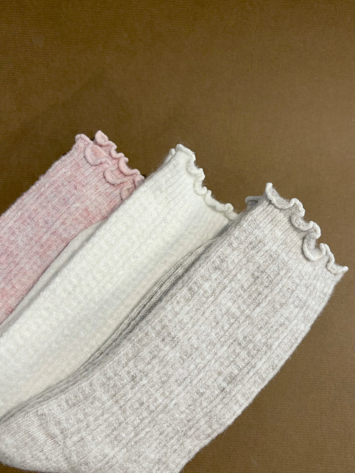 Frill Top Wool Socks - Latte - Mabel and Woods