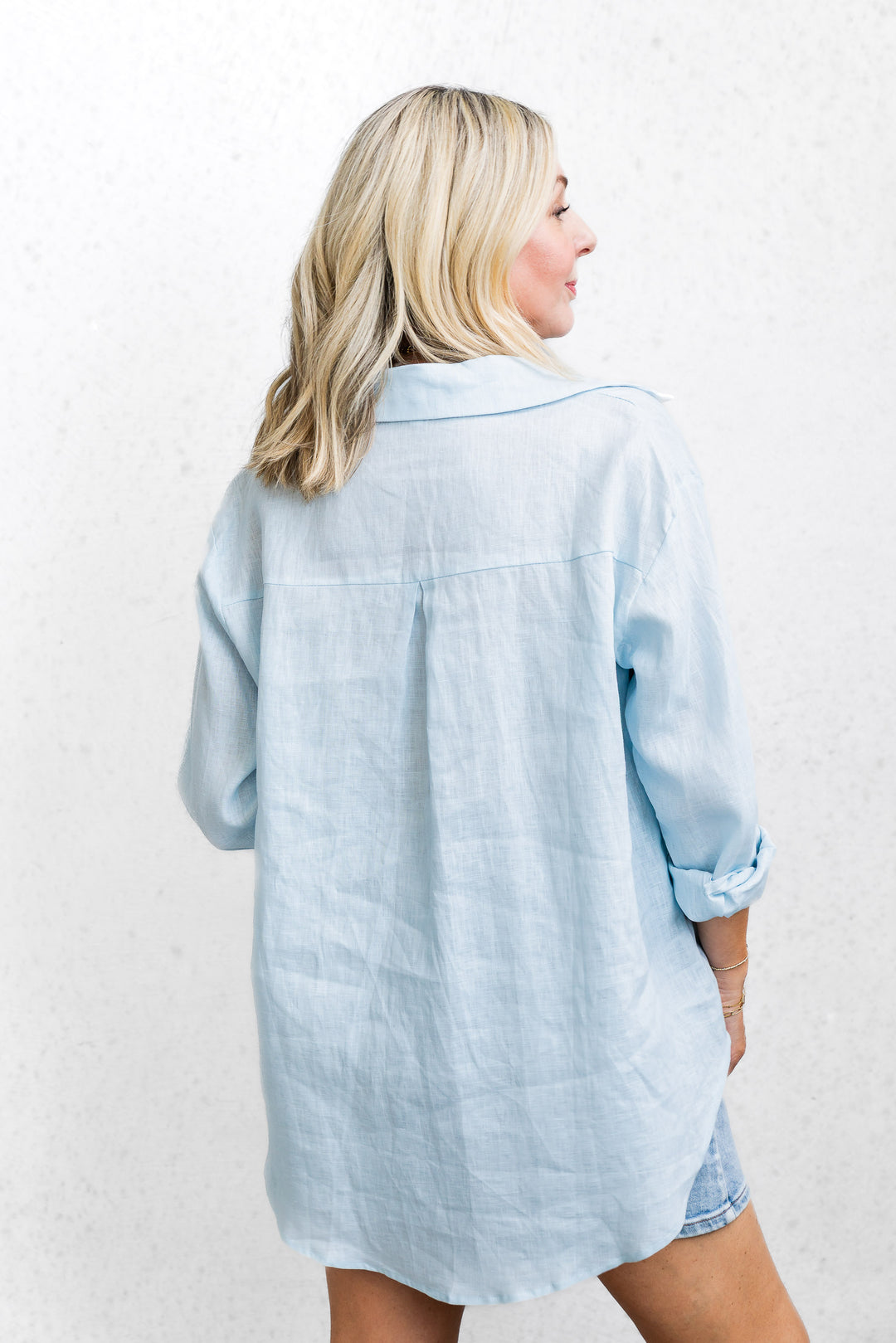 Boyfriend Linen Shirt - Blue