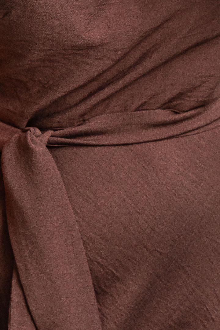 Drop Shoulder Tie Dress - Chocolate - Mabel and Woods