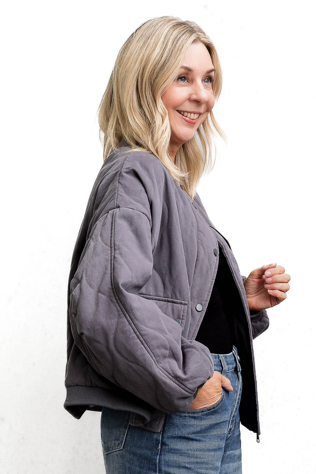 Stace Padded Jacket - Grey - Mabel and Woods