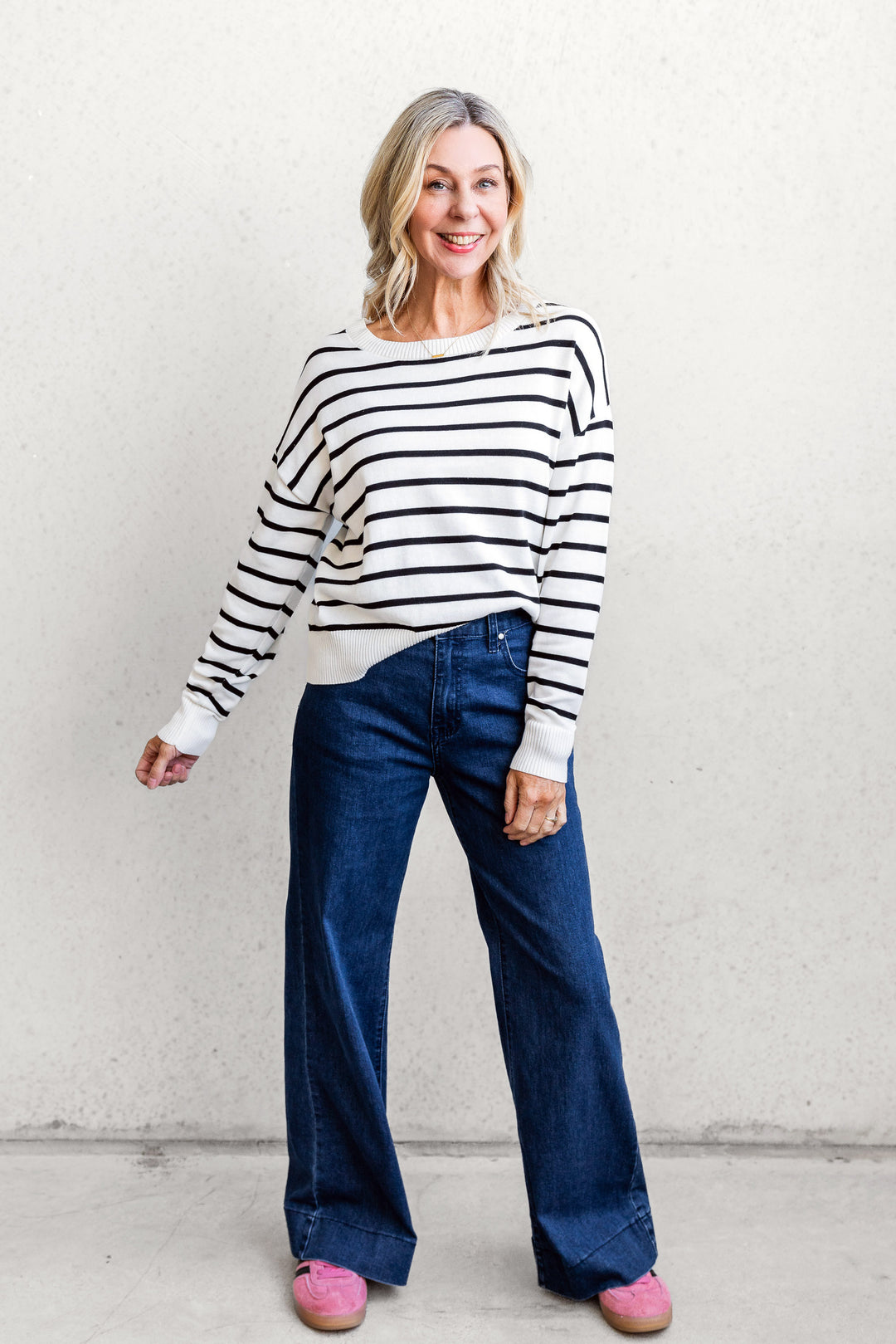 Adele Stripe Knit - White