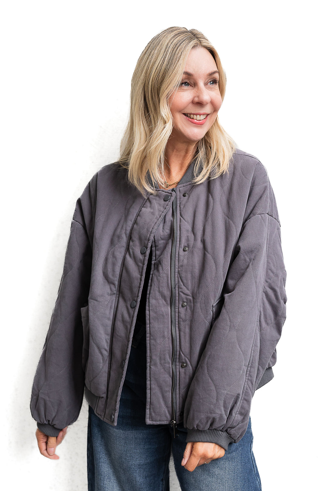 Stace Padded Jacket - Grey - Mabel and Woods