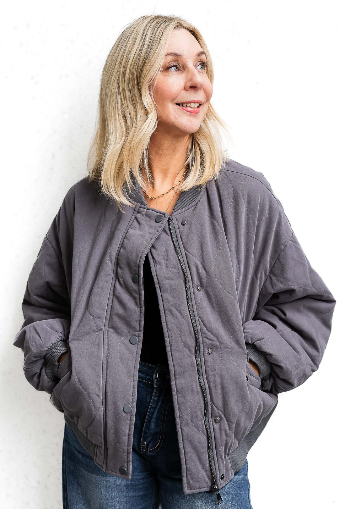 Stace Padded Jacket - Grey - Mabel and Woods