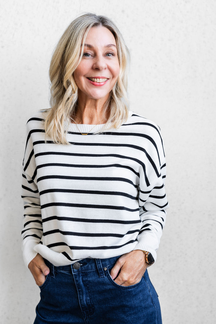Adele Stripe Knit - White
