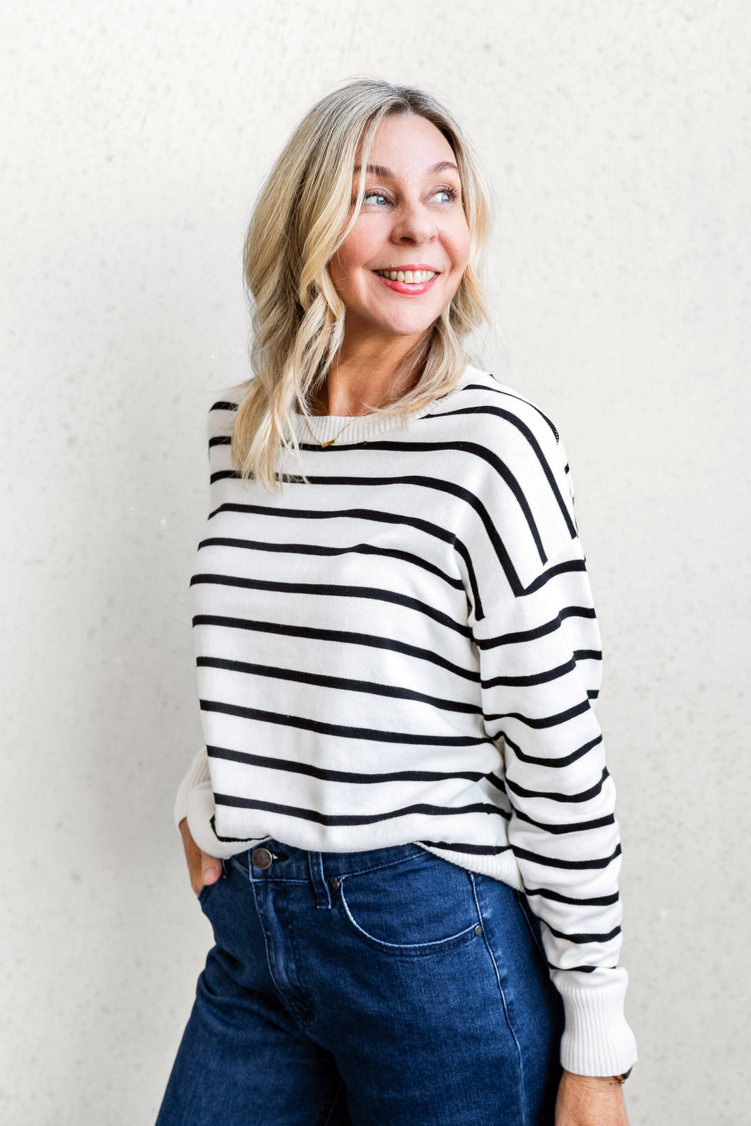 Adele Stripe Knit - White