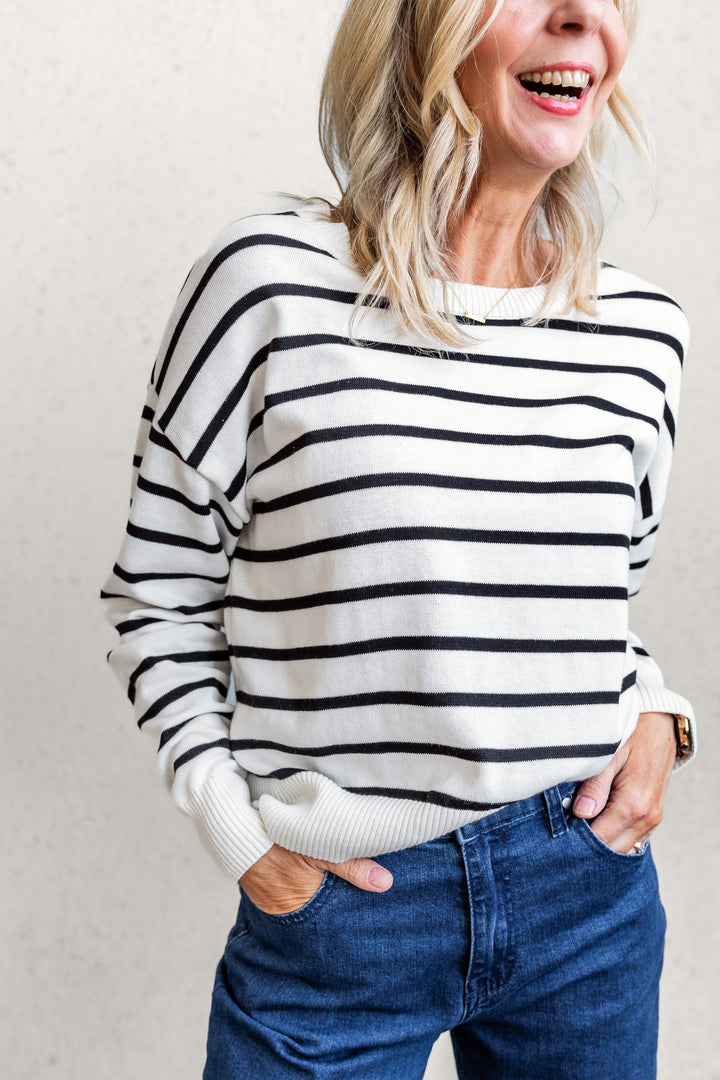 Adele Stripe Knit - White