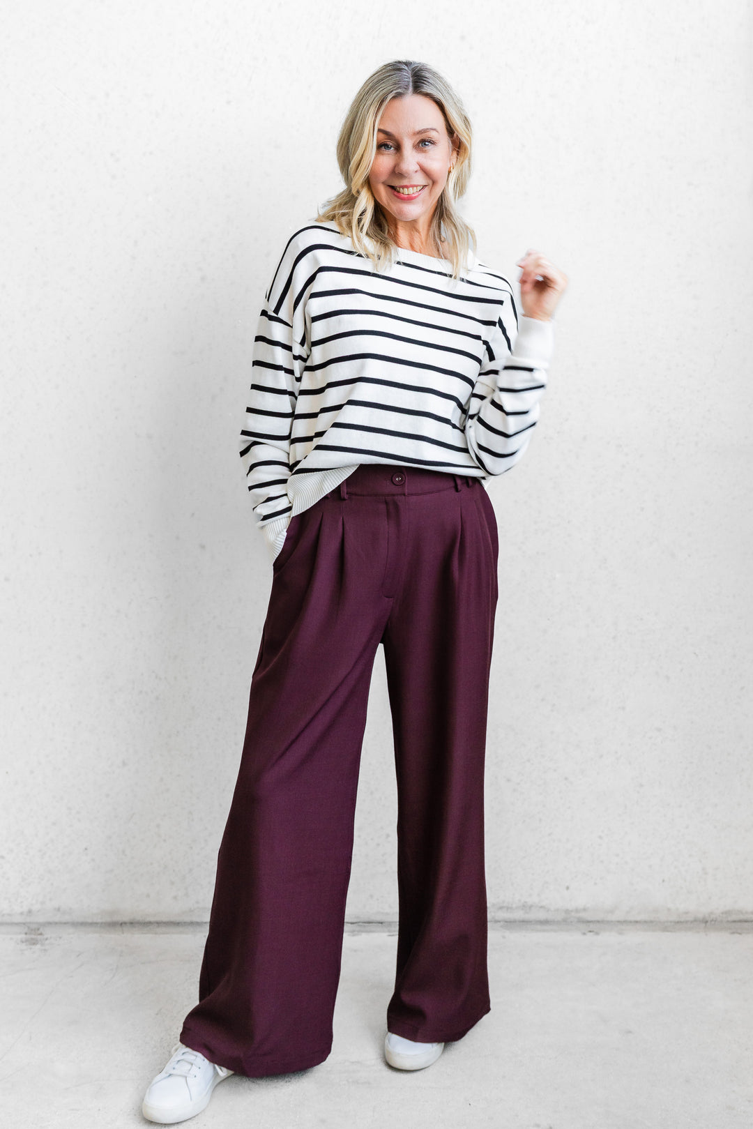 Adele Stripe Knit - White