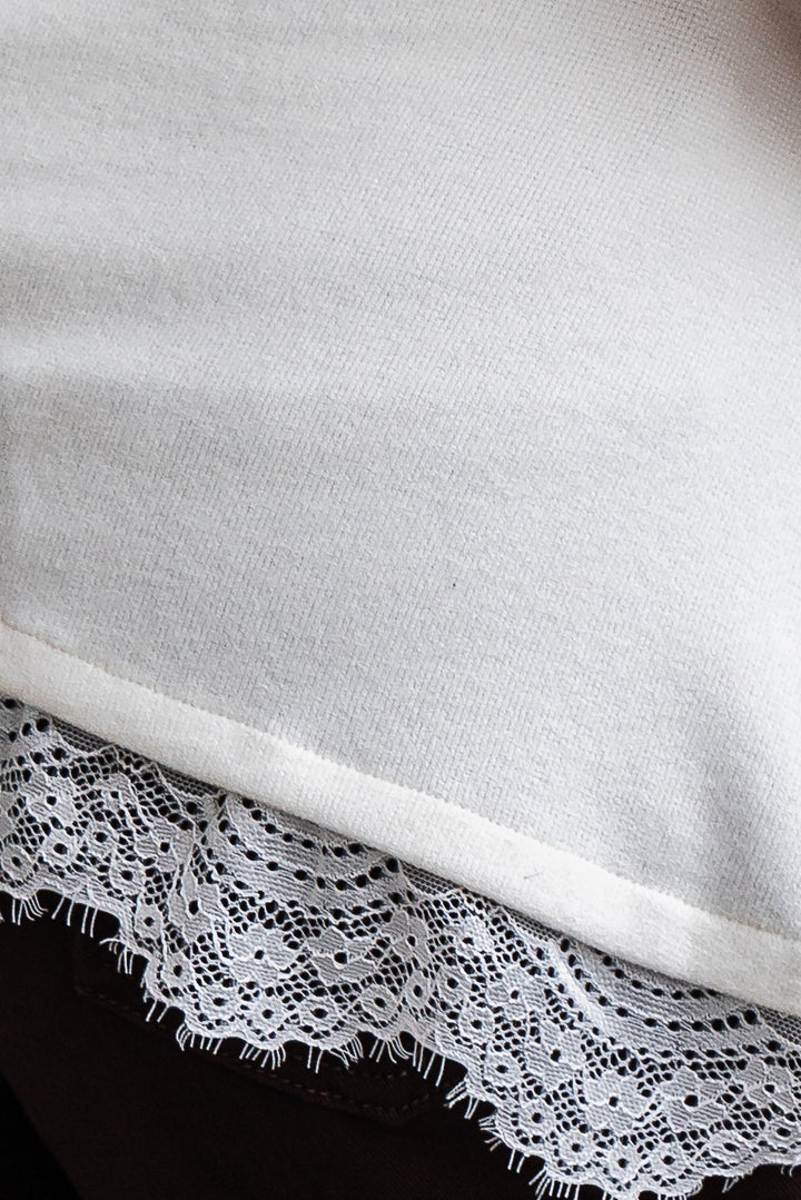 Assymetrical Knit Lace Tank - Cream