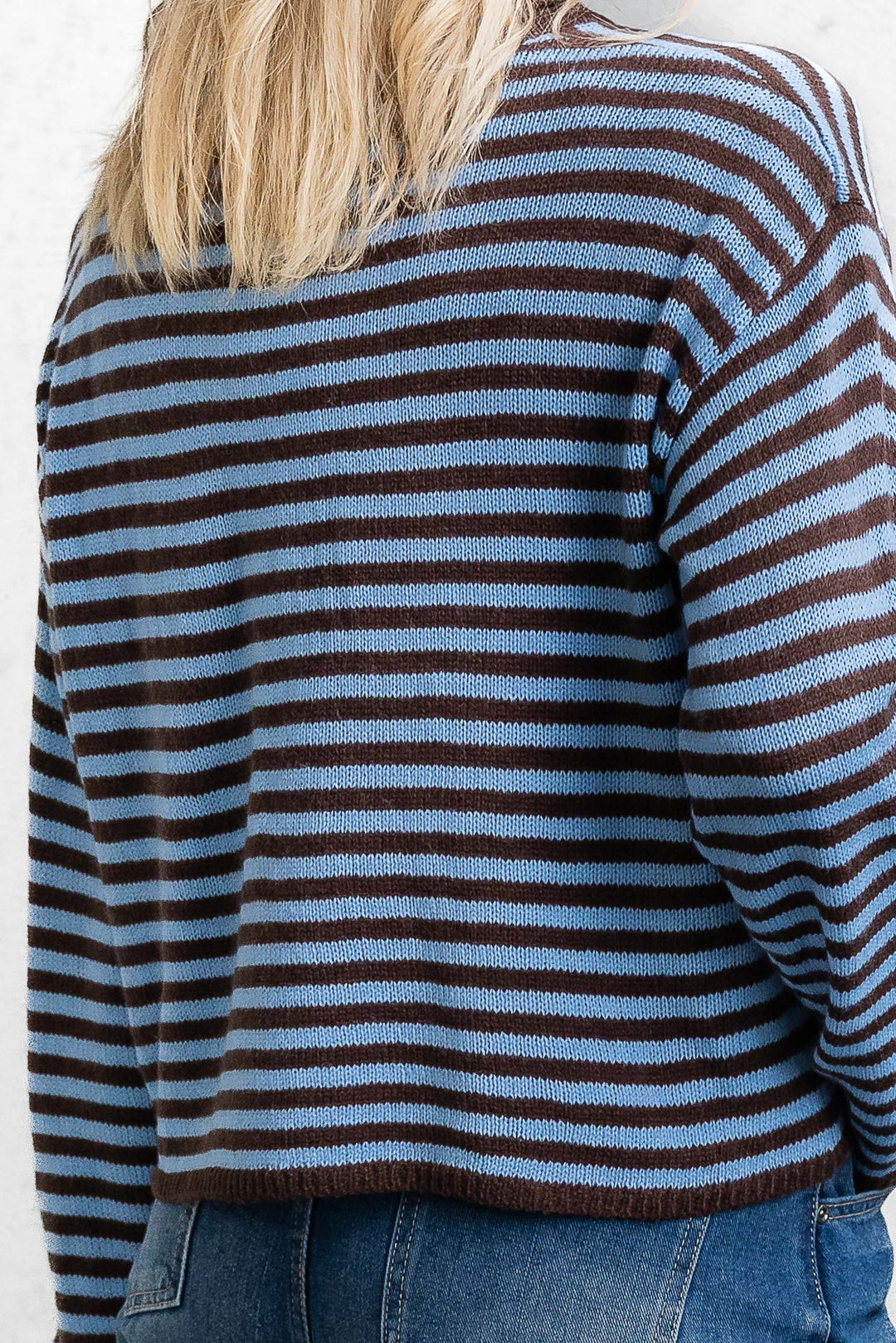 Cara Stripe Knit - Blue / Choc