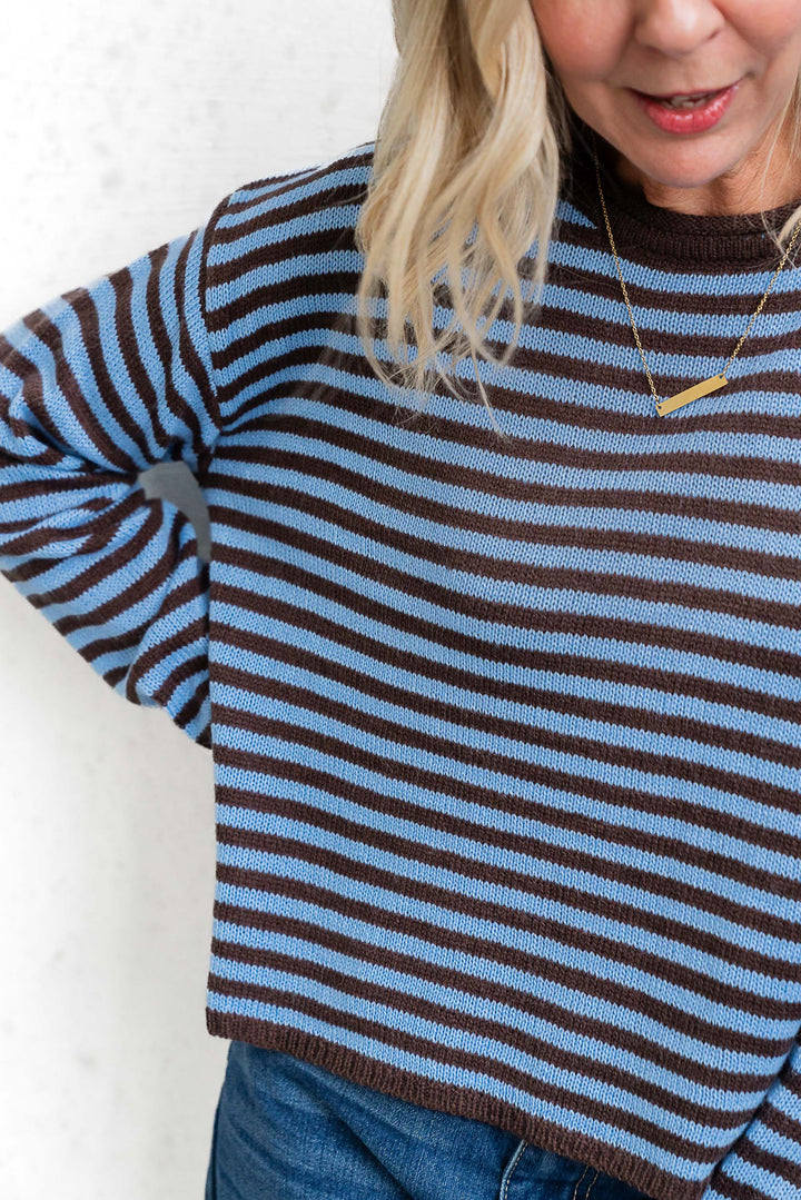 Cara Stripe Knit - Blue / Choc