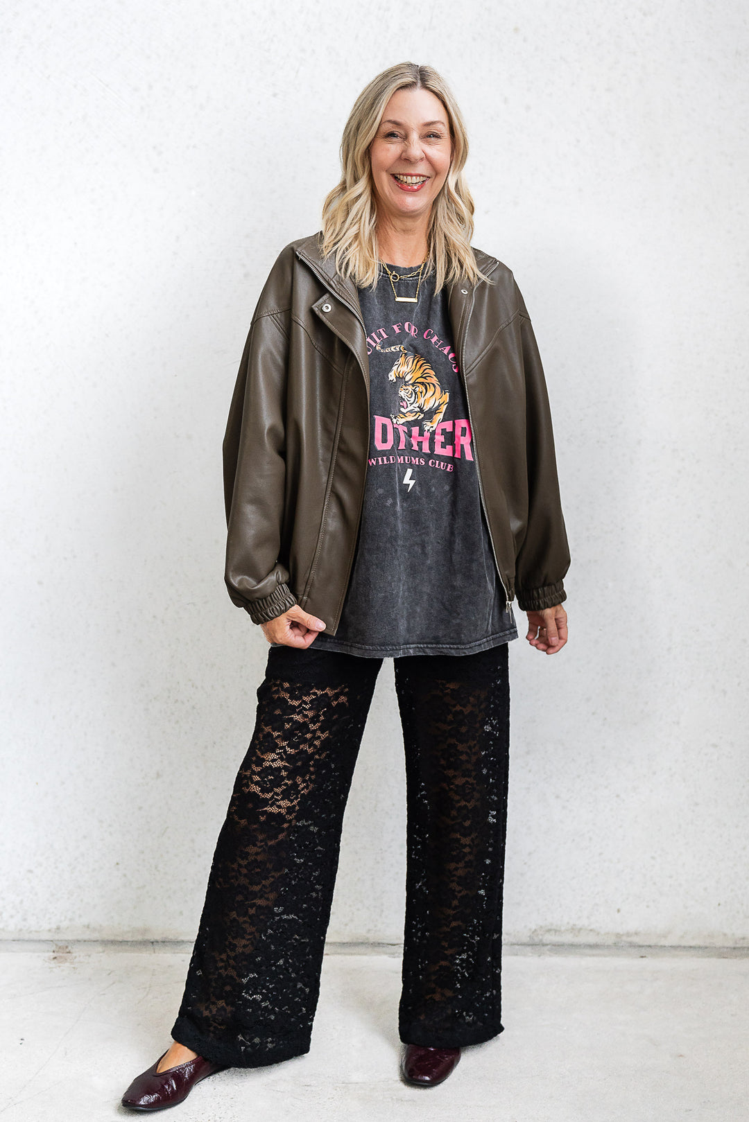 Olive Faux Leather Bomber