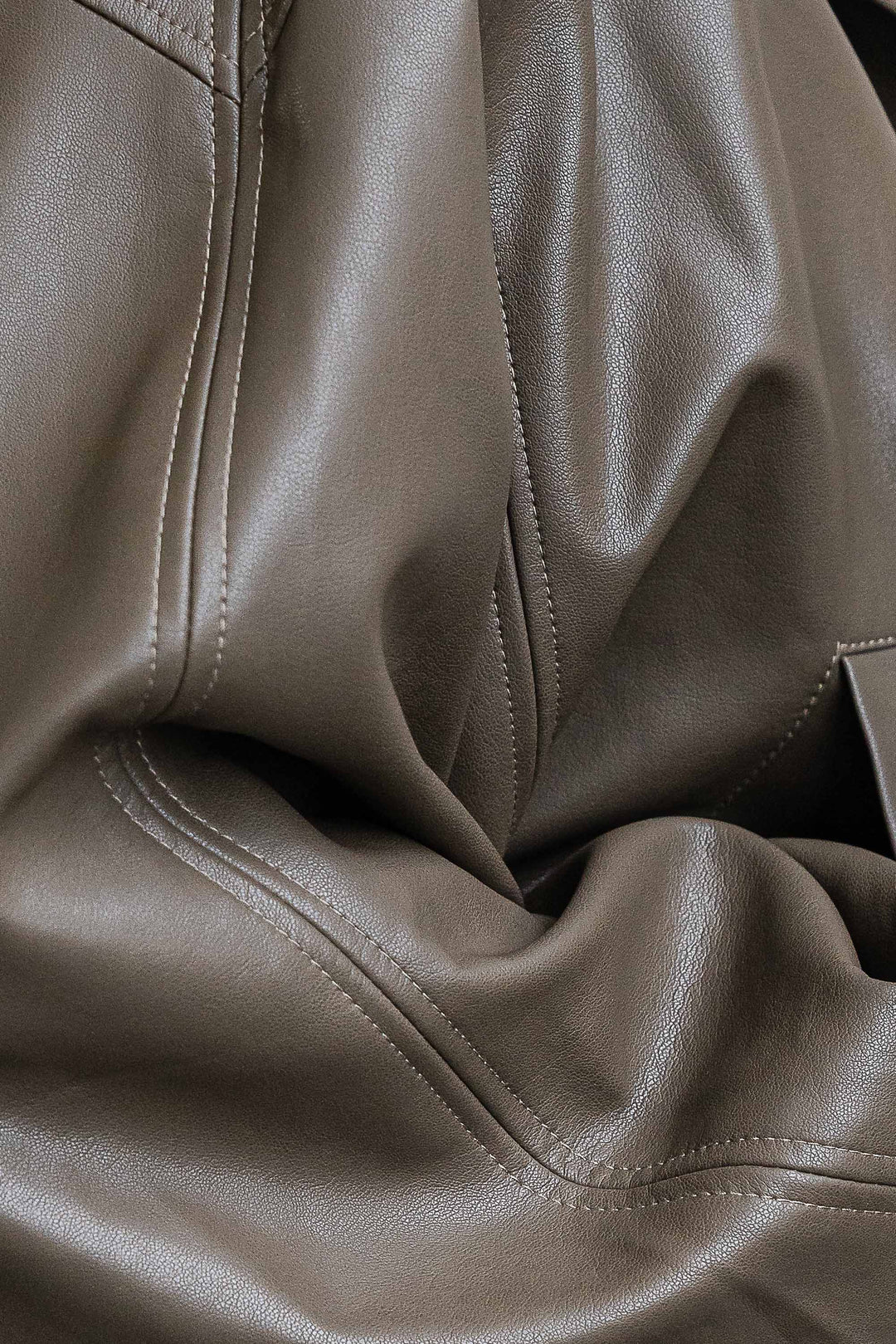 Olive Faux Leather Bomber