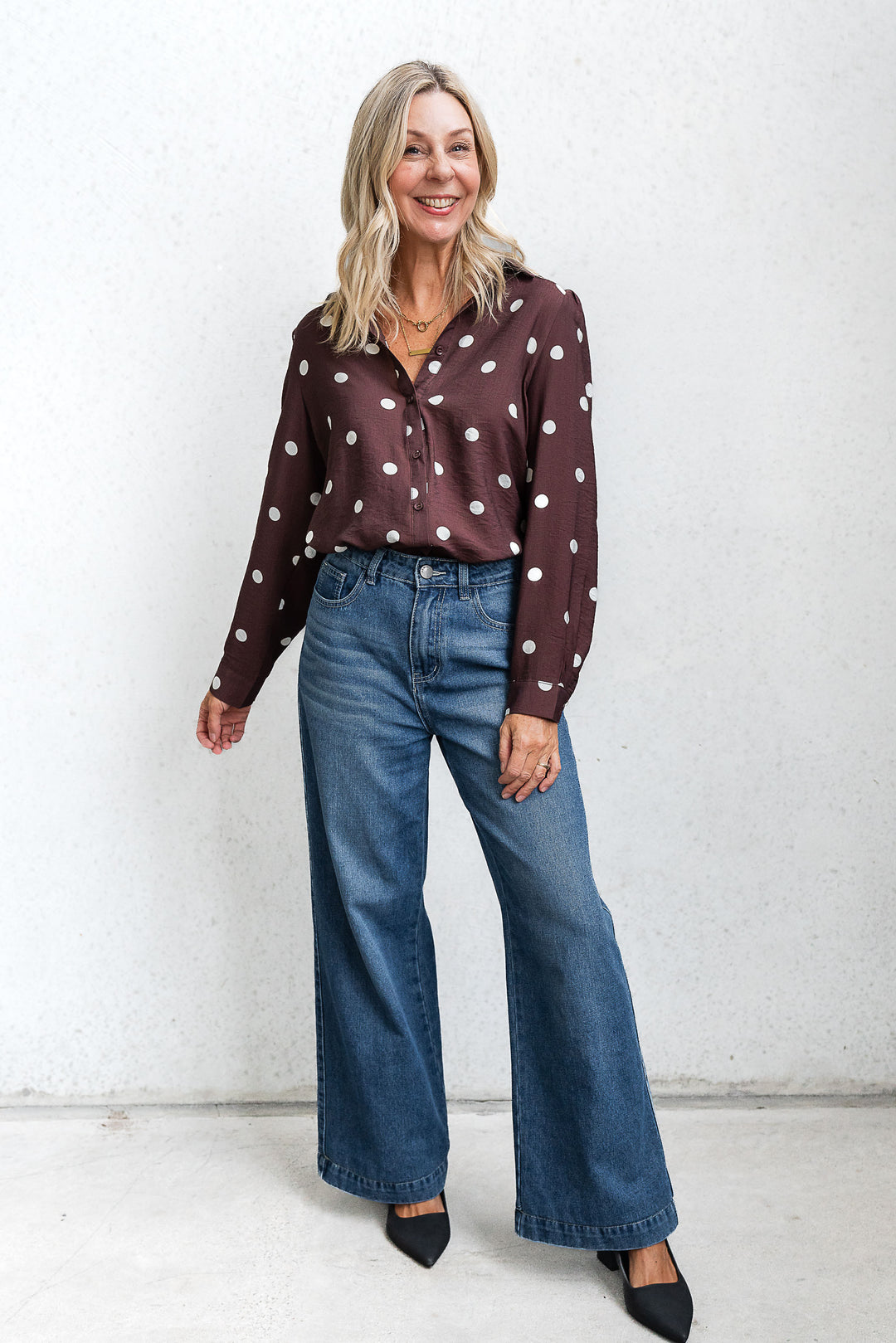 Polka Shirt - Aubergine