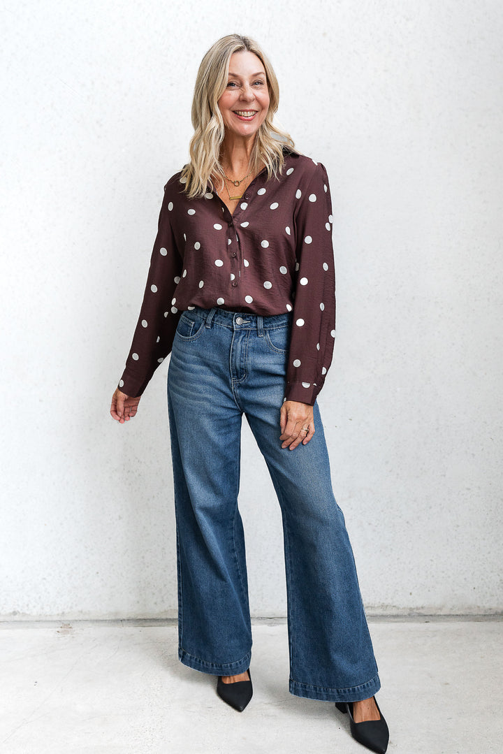Polka Shirt - Aubergine