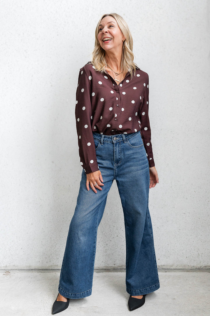 Polka Shirt - Aubergine