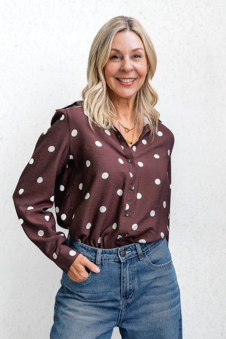 Polka Shirt - Aubergine