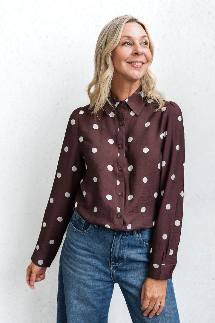Polka Shirt - Aubergine