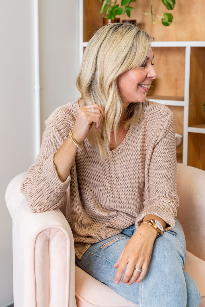 Roll Sleeve Knit - Latte