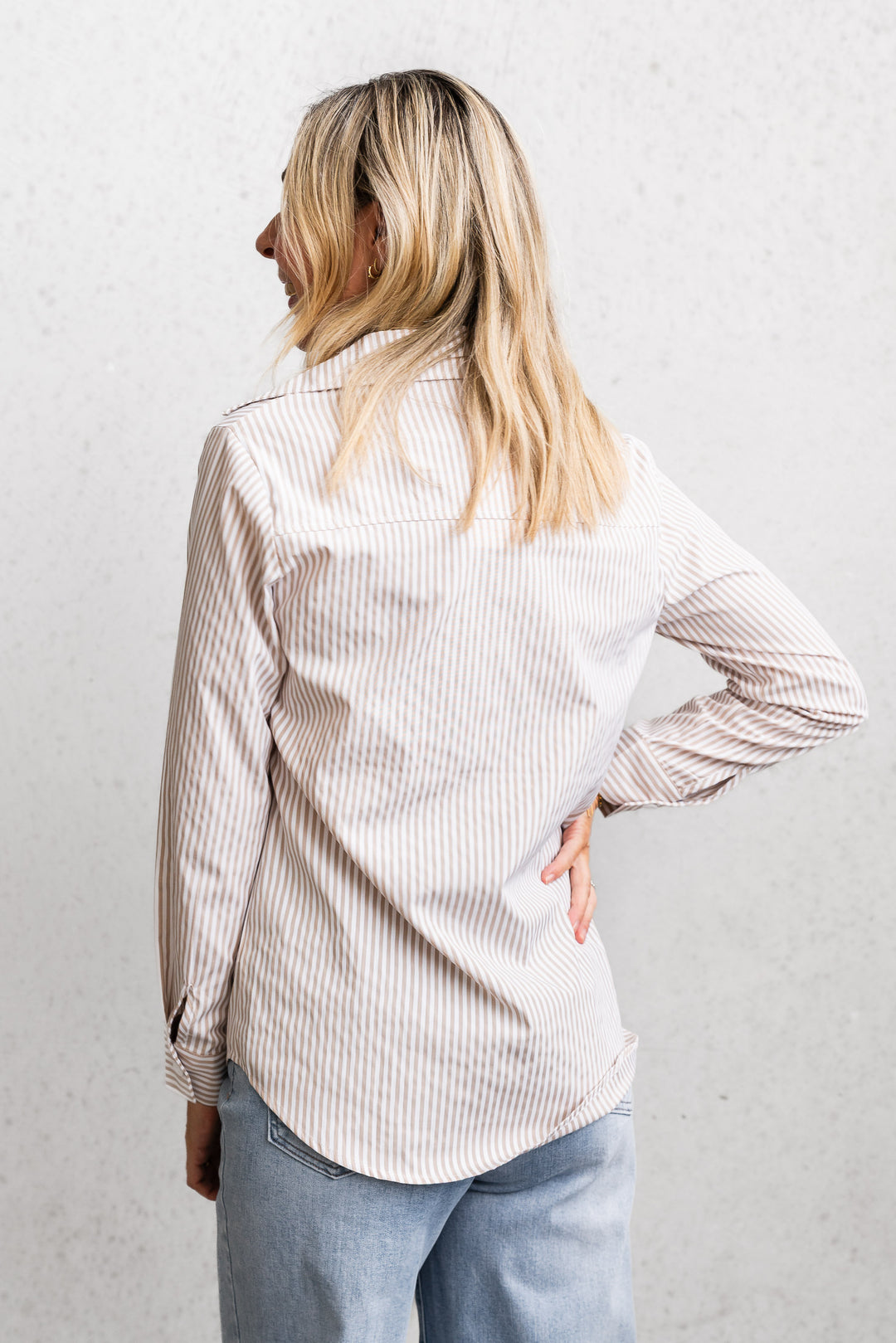 Classic Stripe Shirt - White / Beige