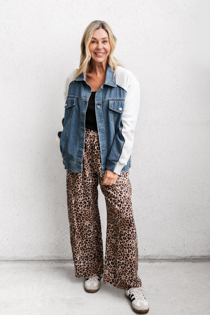 Denim and Fleece Bomber Jacket