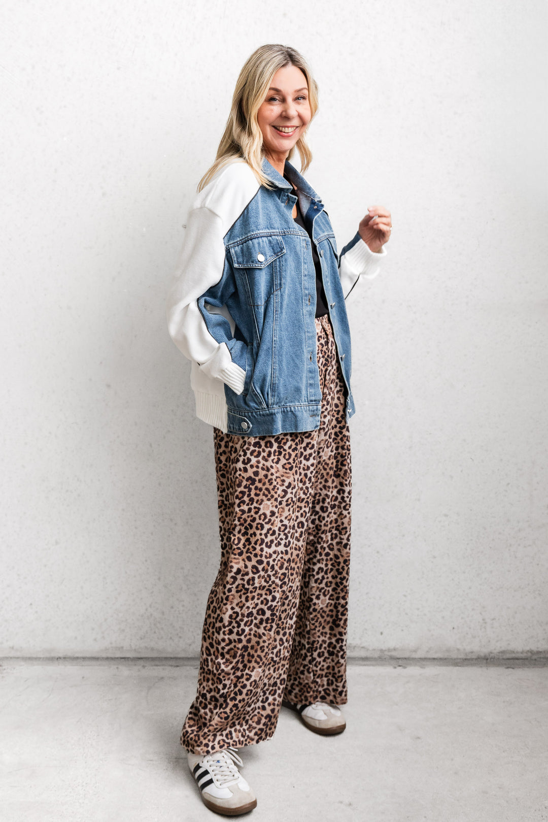 Denim and Fleece Bomber Jacket