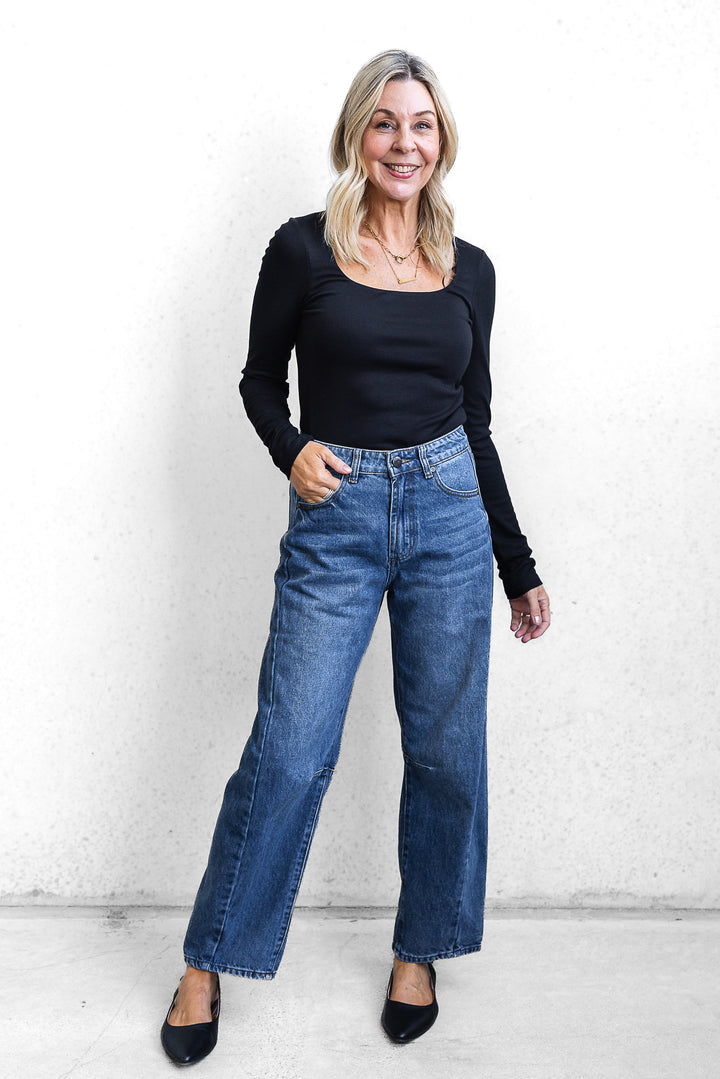 Lena Boyfriend Jean - Mid Blue