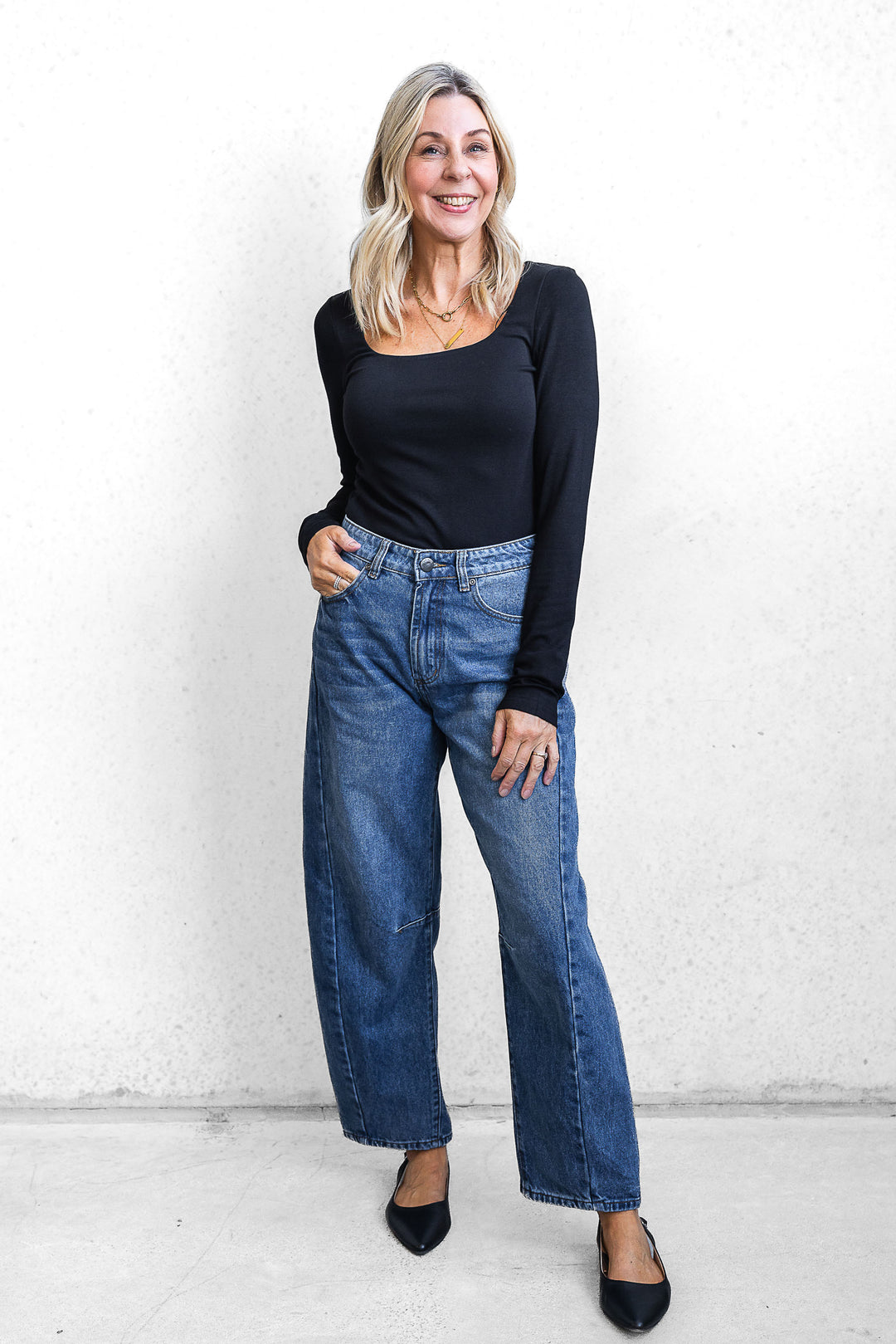 Lena Boyfriend Jean - Mid Blue