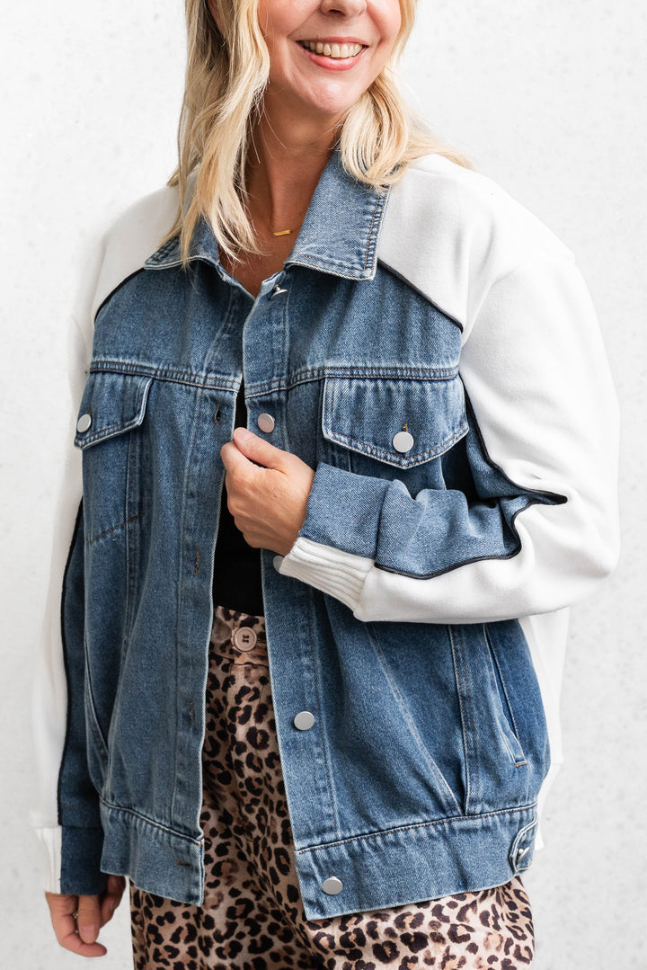 Denim and Fleece Bomber Jacket