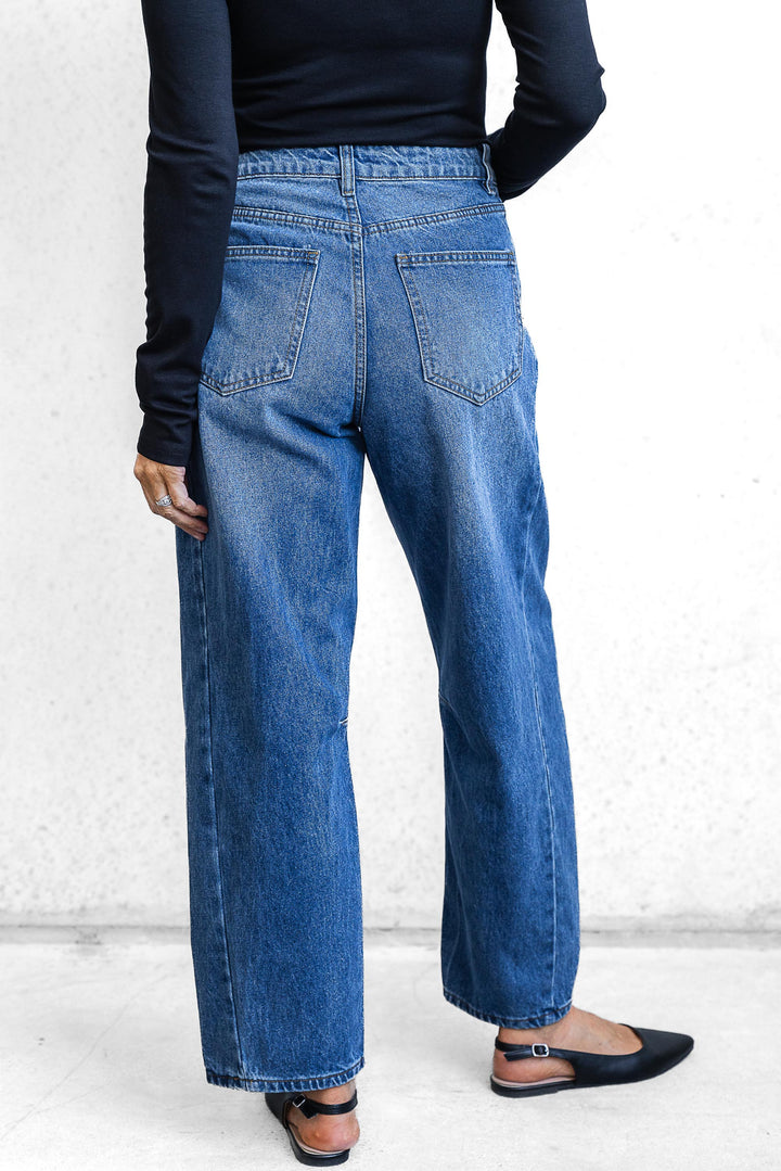 Lena Boyfriend Jean - Mid Blue