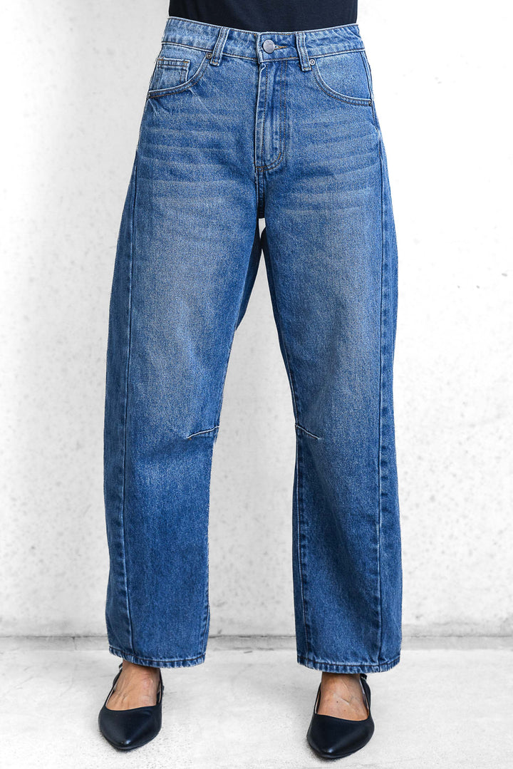 Lena Boyfriend Jean - Mid Blue