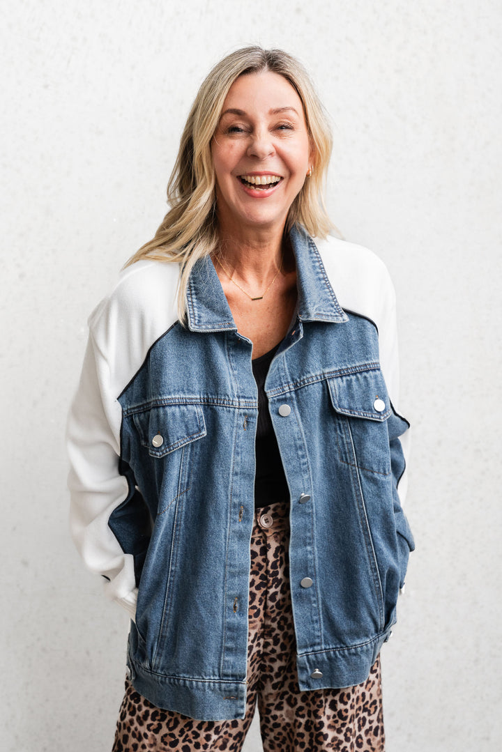 Denim and Fleece Bomber Jacket