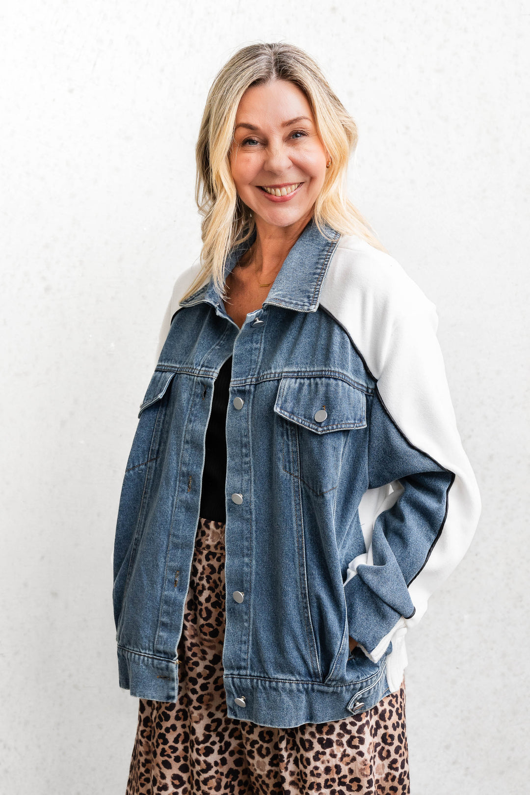 Denim and Fleece Bomber Jacket