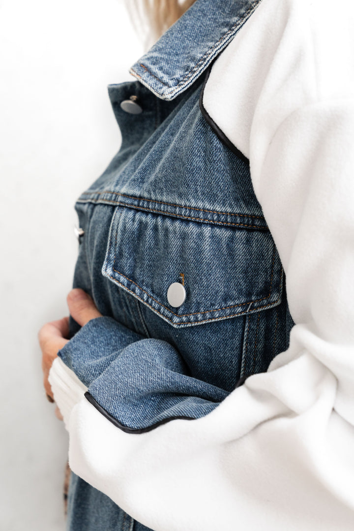 Denim and Fleece Bomber Jacket
