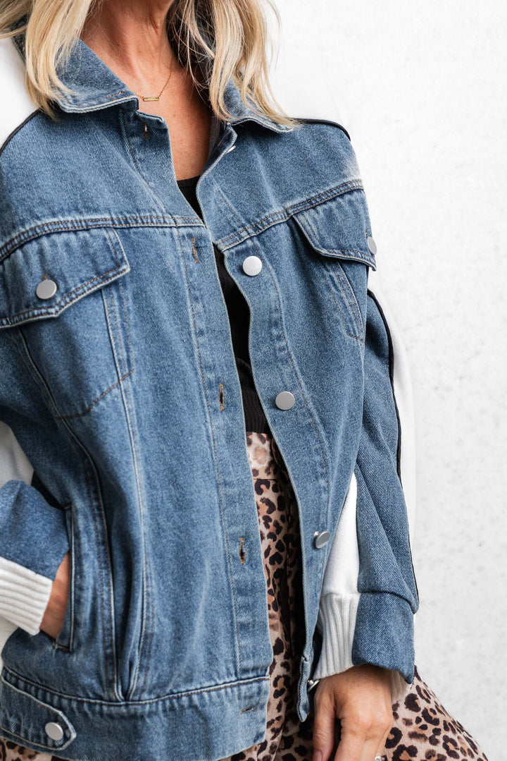 Denim and Fleece Bomber Jacket