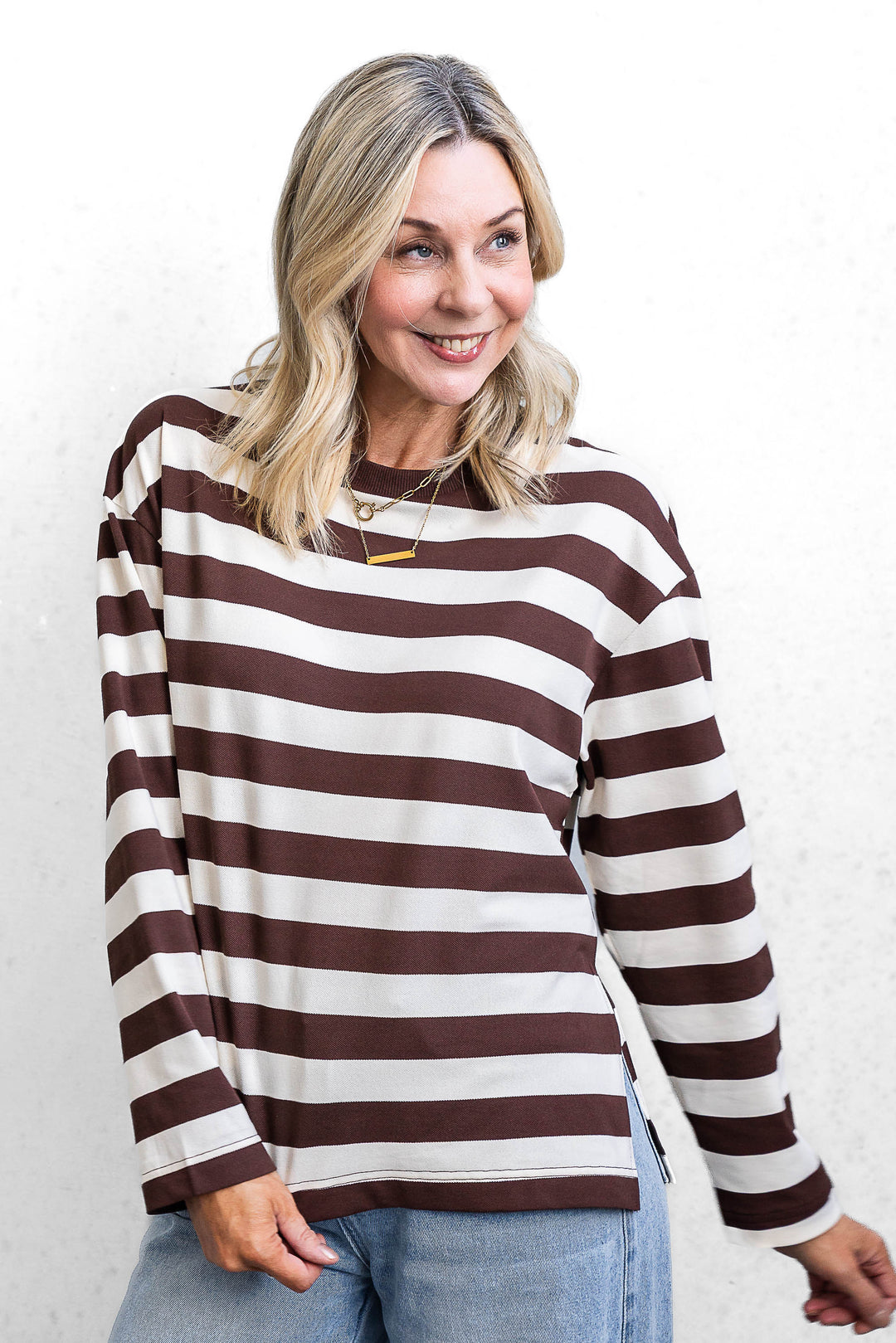 Jax Stripe Top - Chocolate