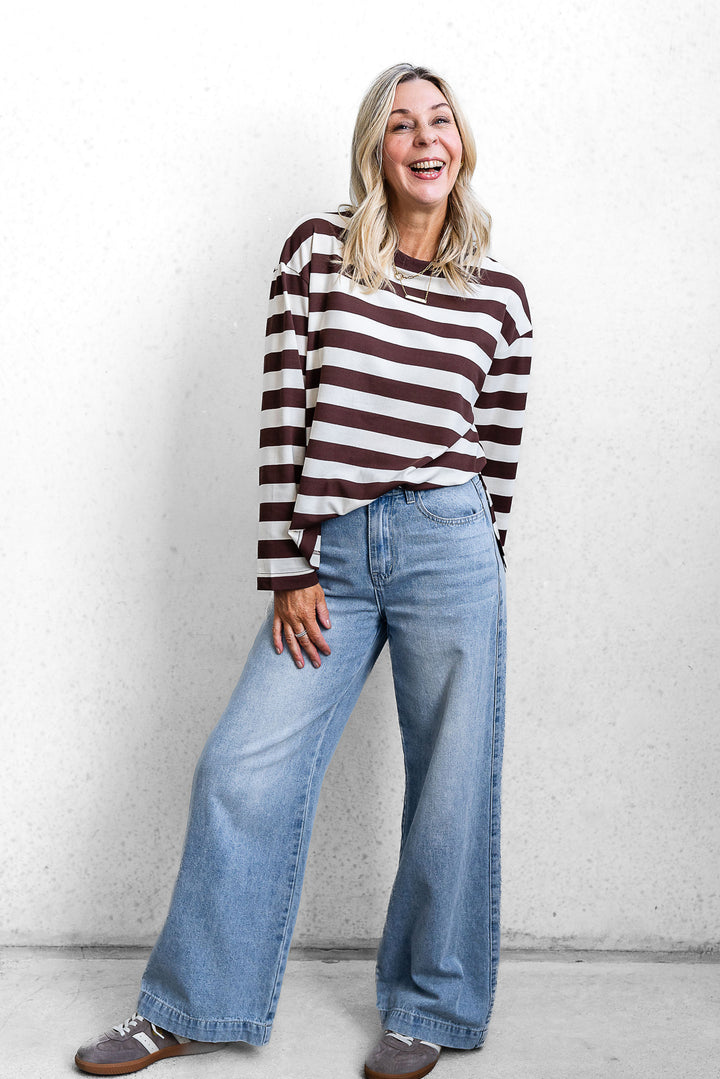 Jax Stripe Top - Chocolate